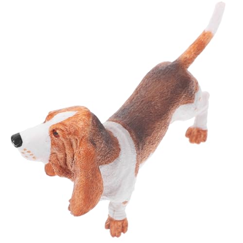 BRIGHTFUFU Miniatur Basset Hund Figur aus Robustem Kunststoff Dekoratives Haustier Modell für Wohnraumdekoration Kindersicheres Lernspielzeug Geschenkidee für Hundeliebhaber von BRIGHTFUFU