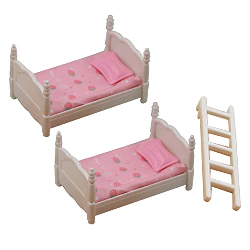 BRIGHTFUFU Miniatur Doppelstockbett Modellspielzeug für Puppenhaus mit Bett Kissen und Decken Dekoration für Miniaturhäuser und Dioramen von BRIGHTFUFU
