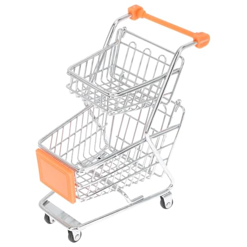 BRIGHTFUFU Miniatur Einkaufswagen Desktop Dekoration Kreatives für Doppelstöckiger in Orange als Aufbewahrung und Geschenkidee von BRIGHTFUFU