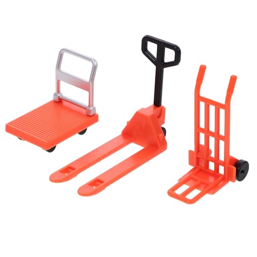 BRIGHTFUFU Miniatur Gabelstapler Spielset aus Leichtes Baustellenfahrzeug Modell mit Handwagen und Plattformwagen Robustes Kinderspielzeug für Kreative Baustellen Verkehrssimulation von BRIGHTFUFU
