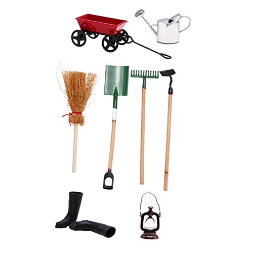 BRIGHTFUFU Set Von 9 Miniatur Gartenwerkzeugen Dekorative Zubehörteile Für Puppenhäuser Und Mikro Landschaften Miniatur Garten Deko Für Kreative Projekte Und Modelleisenbahnen von BRIGHTFUFU
