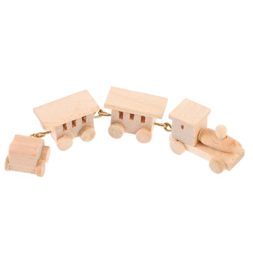 BRIGHTFUFU Miniatur Holz Zug Ornament Sichere Kompakt Tragbar Cartoonartiges Design Langlebige Puppenhaus Dekoration für Feiertage von BRIGHTFUFU
