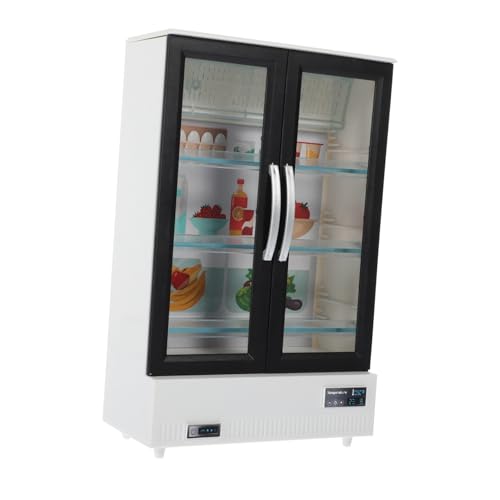 BRIGHTFUFU Miniatur Kühlschrank Puppenhaus Zubehör Miniaturmöbel aus Langlebigem Abs Realistische Deko für DIY Puppenhaus Weißer Mini Kühlschrank für Detailreiche Spielzeugküchen und Szenen von BRIGHTFUFU