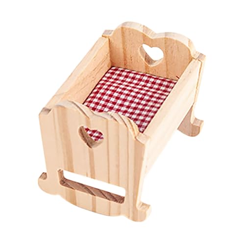 BRIGHTFUFU Miniatur Möbelstück Holz Puppenwiege für Puppenhaus Realistische Miniatur Kinderbett Dekoration für Kreatives und Puppenhaus Zubehör BRIGHTFUFU Miniatur Möbelstück Holz Puppenwiege für Puppenhaus Realistische Miniatur Kinderbett Dekoration für Kreatives und Puppenhaus Zubehör von BRIGHTFUFU
