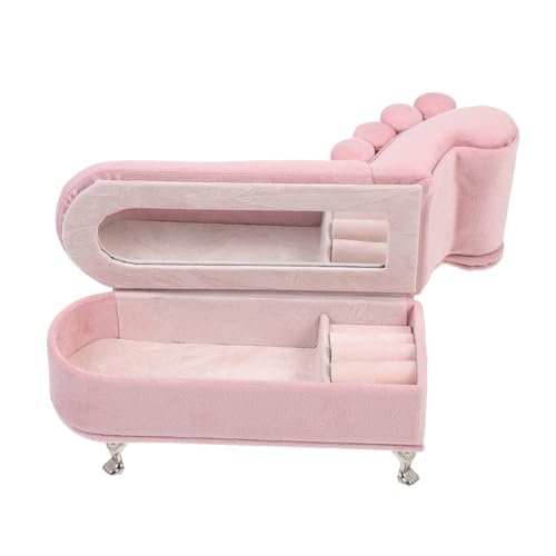 BRIGHTFUFU Miniatur Puppenhaus Sofa Schmuckbox Miniaturmöbel Zarte Miniatur Sofadekor Geschenkidee für Mädchen und Miniaturzimmer Dekoration in Kirschblütenrosa von BRIGHTFUFU