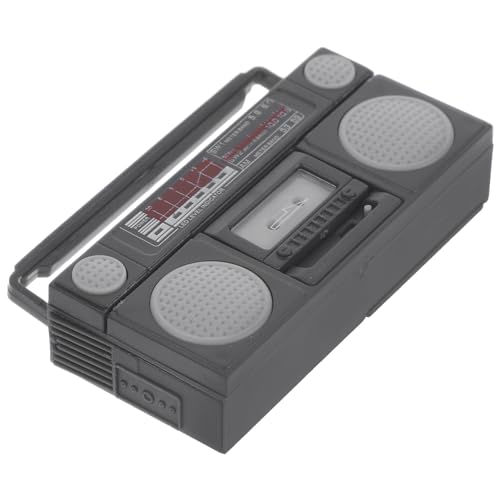 BRIGHTFUFU Miniatur Retro Radio Modell Puppenhaus Dekoration aus Hochwertigem Kunststoff Stilvolles Elegantes Zubehör für Wohnzimmer Schlafzimmer und DIY Puppenhausmöbel Schwarz von BRIGHTFUFU