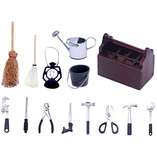 BRIGHTFUFU Miniatur Werkzeug Miniatur Werkzeugkasten Set Für Puppenhäuser 14 Teiliges Zubehör Für Tiny House Reparaturen Und Dekoration Ideal Für Kreative Bastelprojekte Und Miniaturwelten von BRIGHTFUFU