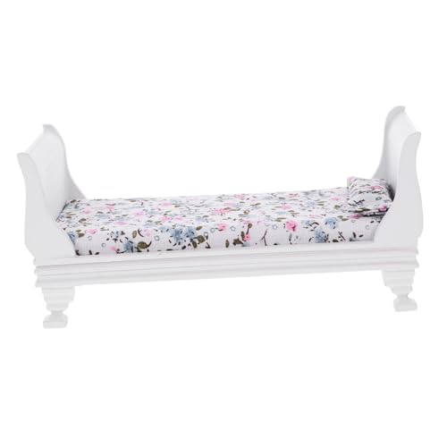 BRIGHTFUFU Puppe Mini Puppenmöbel 迷你家具卧室模型 Puppenhaus Miniatur Einzelbett Aus Retro Design Für Und Dekoration Ideales Zubehör Für Dollhouse Und Miniaturmöbel von BRIGHTFUFU