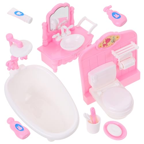 BRIGHTFUFU Miniaturmöbel Set für Puppenhaus Badezimmer Badewanne Toilette Waschbecken Realistische Deko für Kinderzimmer Langlebig aus Material Perfektes Zubehör für von BRIGHTFUFU
