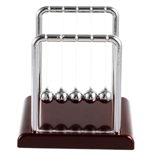 BRIGHTFUFU Newton Kugel Schreibtischspielzeug Metall Bumper Ball mit Sockel Klassische Physik Demonstration Dekoratives Büro Ornament und Klein ohne Batterie von BRIGHTFUFU