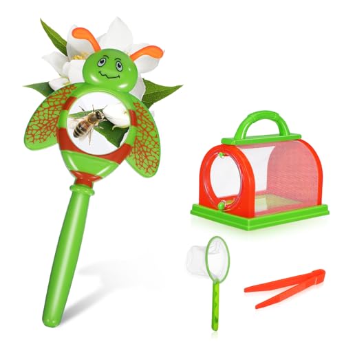 BRIGHTFUFU Outdoor Erkundungsset Teilig aus Robustem Kunststoff mit Schmetterlingsnetz Fangnetz Becherlupe und Plastikpinzette für Sichere Insektenbeobachtung und Naturentdeckung von BRIGHTFUFU