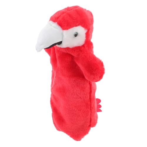 BRIGHTFUFU Plüsch Papagei Handpuppe Rot Kuscheliges Handspielzeug für Interaktives Rollenspiel Kasperletheater Zubehör für Geschichten Erzählen und Partyspaß von BRIGHTFUFU