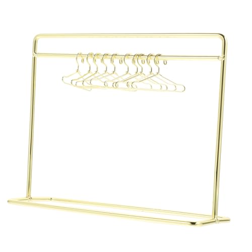 BRIGHTFUFU Puppen Puppenkleiderständer Puppenstubenzubehör Mein Miniatur für Puppenzubehör Puppenkleidung Golden mit Leben Kleiderbügel Kleiderkleiderorganisator Metallpuppenkleiderständer von BRIGHTFUFU