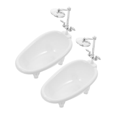 BRIGHTFUFU Puppenhaus Miniatur Spielzeug Weiße Miniatur Badewanne Und Dusche Set Fantasievolles Spielen von BRIGHTFUFU