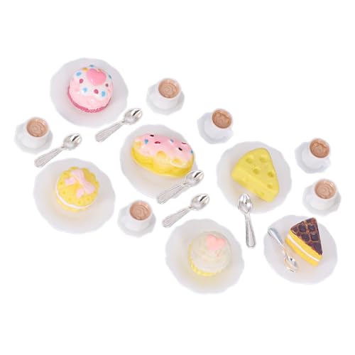 BRIGHTFUFU Puppenhaus Deko mit Realistischen Mini Kaffee Dessertmodellen Sicheres Material Stilvolle Miniatur Küche für DIY Landschaft und Puppenhaus von BRIGHTFUFU