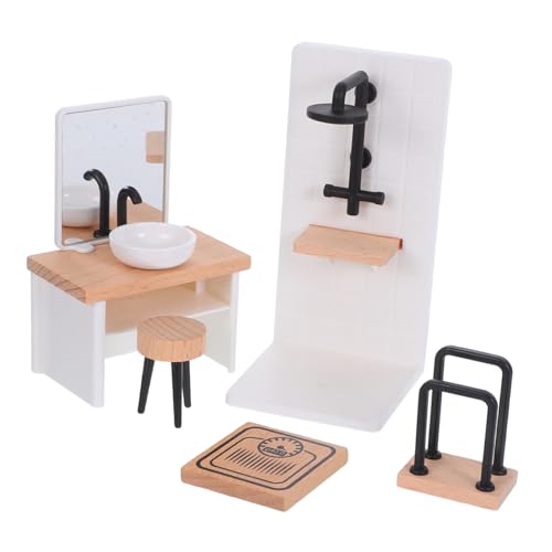 BRIGHTFUFU Puppenzimmer-badezimmerdekorationen Handtuchregal Miniatur Miniatur-badezimmermöbel Miniaturhausmöbel Puppenhaus-duschraum Puppenhaus-duschzubehör Puppenhaus-handtuchhalter Plastik von BRIGHTFUFU