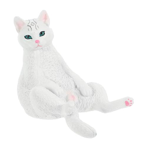 BRIGHTFUFU Realistische Kleine Weiße Katzenfigur aus Robustem Kunststoff Detailgetreues Katzenmodell für Wohn und Kinderzimmerdekoration für Freunde und Katzenliebhaber von BRIGHTFUFU