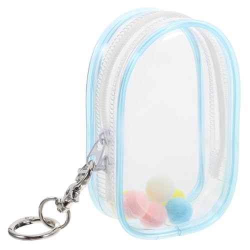 BRIGHTFUFU Transparente Aufbewahrungstasche mit Reißverschluss Tragbare Mini Figuren Tasche mit Schlüsselanhänger Staubdichter Organizer für Puppen und Sammlerstücke Vielseitig Einsetzbar von BRIGHTFUFU