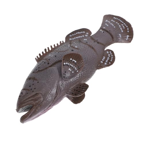 BRIGHTFUFU Zackenbarschmodell Wasser Dekorationen für Aquarien Fischkuchendeckel Roboterfisch Meerestier Modell Plastik Fisch Modell Seefisch-Modell Fischerkennungsmodell Light Brown von BRIGHTFUFU