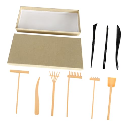 BRIGHTFUFU Zen Garten Sandkunst Set Mini Sand Rake Set mit Gelben und Schwarzen Rechen für Schreibtisch Sandkasten Dekoration Zen Garten Zubehör Ruhe und Ästhetik von BRIGHTFUFU