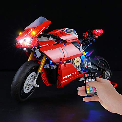 BRIKSMAX Led Beleuchtungsset für LEGO Ducati Panigale V4 R,Kompatibel Mit LEGO 42107 Bausteinen Modell - Ohne Lego Set (Fernbedienungsversion) von BRIKSMAX