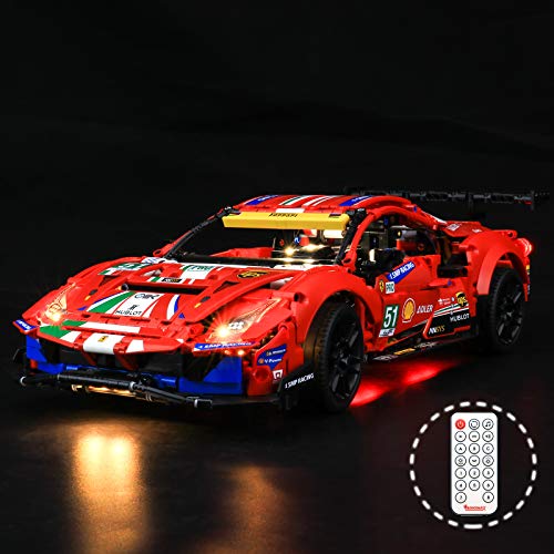 BRIKSMAX Led Beleuchtungsset für Lego Technic Ferrari 488 GTE AF Corse #51" - Compatible with Lego 42125 Bausteinen Modell - Ohne Lego Set(Fernbedienung Version) von BRIKSMAX