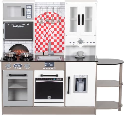 BRINJOY Kinderküche, Holz Kleinkind Küche Set mit Vorhänge, Kaffeemaschine, Aufbewahrungsregal, Herd, Waschbecken, Geschirr, Licht & Klang,Spielen Küche Spielzeug Geschenk für Mädchen Jungen BRINJOY Kinderküche, Holz Kleinkind Küche Set mit Vorhänge, Kaffeemaschine, Aufbewahrungsregal, Herd, Waschbecken, Geschirr, Licht & Klang,Spielen Küche Spielzeug Geschenk für Mädchen Jungen von BRINJOY