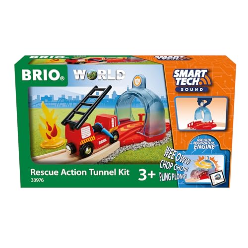 BRIO World 33976 Smart Tech Sound Feuerwehreinsatz - Zubehör für die BRIO Holzeisenbahn - Interaktives Spielzeug empfohlen ab 3 Jahren von BRIO
