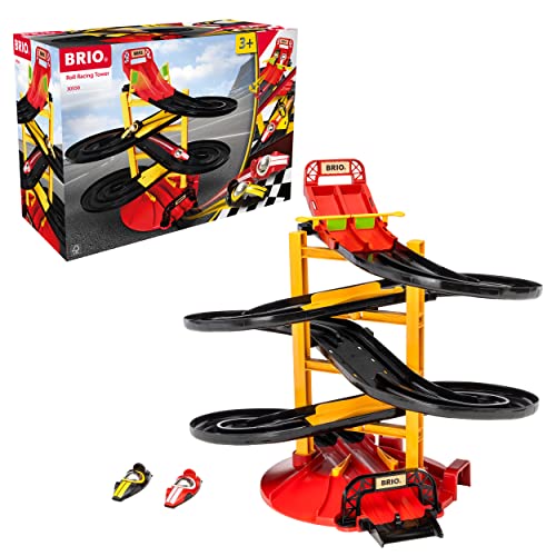 BRIO 30550 - Rennbahn-Turm mit Zwei Rennwagen - Rennwagen-Spielzeugset für Kinder ab 3 Jahren von BRIO