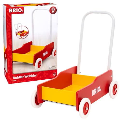 BRIO 31350 - Lauflernwagen Rot-Gelb - Klassiker für Kinder ab 9 Monaten - Verstellbarer Handgriff zum Anpassen an die Größe des Kindes und justierbare Bremse zum Einstellen der Rollgeschwindigkeit von BRIO