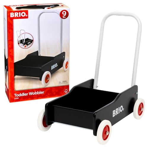 BRIO 31351 - Lauflernwagen Schwarz - Klassiker für Kinder ab 9 Monaten - Verstellbarer Handgriff zum Anpassen an die Größe des Kindes und justierbare Bremse zum Einstellen der Rollgeschwindigkeit von BRIO