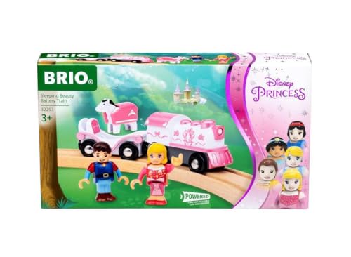 BRIO 32257 Disney Princess Dornröschen-Batterielok - Inklusive Prinzessinnen-Waggon, Prinz Phillip und Pferd Samson - Empfohlen für Kinder ab 3 Jahren von BRIO