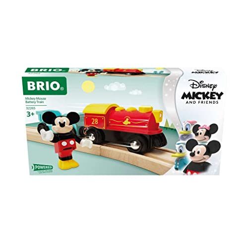 BRIO 32265 Batteriebetriebener Micky Maus Zug - Farbenfrohe Batterielok mit Waggon und Micky Maus als BRIO-Figur - Kompatibel mit Allen Produkten der BRIO World von BRIO