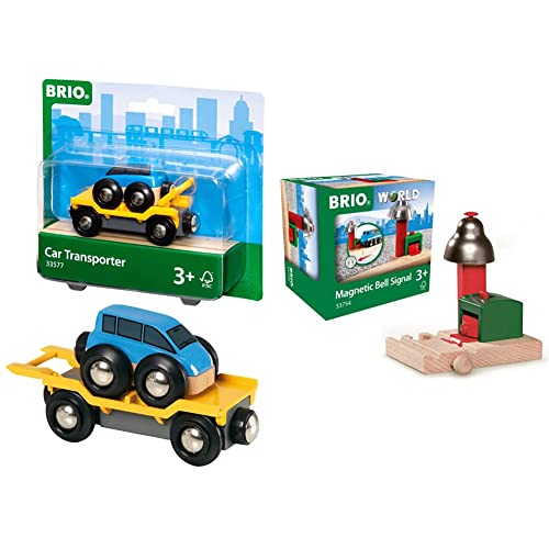 BRIO 33577 - Autotransporter mit Rampe & World 33754 Magnetisches Glockensignal - Eisenbahnzubehör Holzeisenbahn - Kleinkinderspielzeug empfohlen für Kinder ab 3 Jahren BRIO 33577 - Autotransporter mit Rampe & World 33754 Magnetisches Glockensignal - Eisenbahnzubehör Holzeisenbahn - Kleinkinderspielzeug empfohlen für Kinder ab 3 Jahren von BRIO