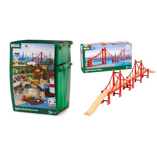 BRIO 33766 - Großes Premium Set, Kunststoffboxen, Bauernhof Tiere & World 33683 Hängebrücke - Eisenbahnzubehör Holzeisenbahn - Kleinkinderspielzeug empfohlen für Kinder ab 3 Jahren BRIO 33766 - Großes Premium Set, Kunststoffboxen, Bauernhof Tiere & World 33683 Hängebrücke - Eisenbahnzubehör Holzeisenbahn - Kleinkinderspielzeug empfohlen für Kinder ab 3 Jahren von BRIO