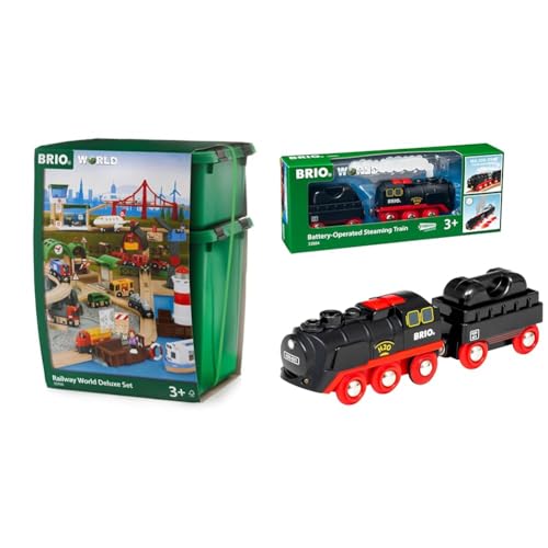 BRIO 33766 - Großes Premium Set, Kunststoffboxen, Bauernhof Tiere & World 33884 Batterie-Dampflok mit Wassertank BRIO 33766 - Großes Premium Set, Kunststoffboxen, Bauernhof Tiere & World 33884 Batterie-Dampflok mit Wassertank von BRIO