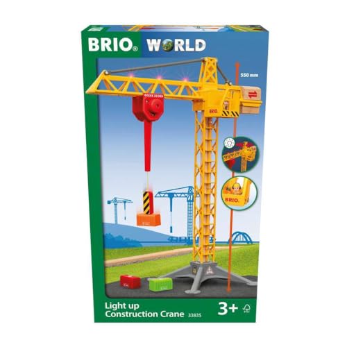 BRIO World 33835 Großer Baukran mit Licht - Zubehör für die BRIO Holzeisenbahn - Empfohlen für Kinder ab 3 Jahren von BRIO