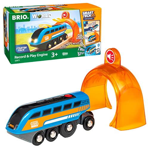 BRIO World 33971 Smart Tech Sound Lok mit Aufnahmefunktion Elektrischer Zug mit Tunnel Interaktives Spielzeug empfohlen ab 3 Jahren von BRIO