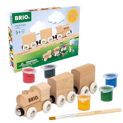 BRIO – 36006 Holzzug zum Anmalen | Individuell gestaltbare DIY-Spielzeugeisenbahn aus Holz für Kinder ab 5 Jahren von BRIO