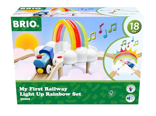 BRIO 36002 Mein erstes Bahn Regenbogen Set - Aufregendes Eisenbahn-Spiel mit kindgerechten Licht- und Soundeffekten - Passend zu Allen Produkten World und empfohlen für Kinder ab 18 Monaten von BRIO