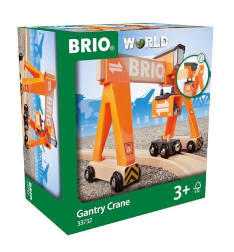BRIO World 33732 Container Verladekran - Zubehör für die BRIO Holzeisenbahn - Empfohlen für Kinder ab 3 Jahren von BRIO