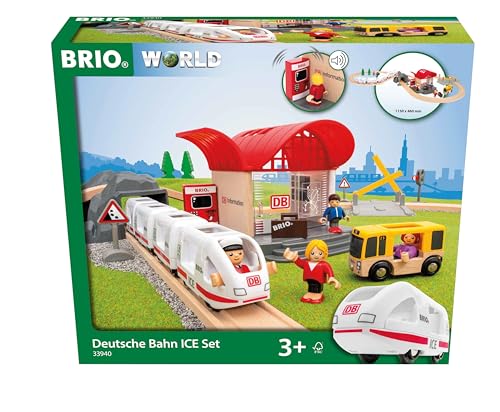 BRIO World 33940 BRIO Deutsche Bahn Ice Set - Eisenbahn-Set mit Schienen, Bahnhof und Zug im Stil der DB - Empfohlen ab 3 Jahren von BRIO