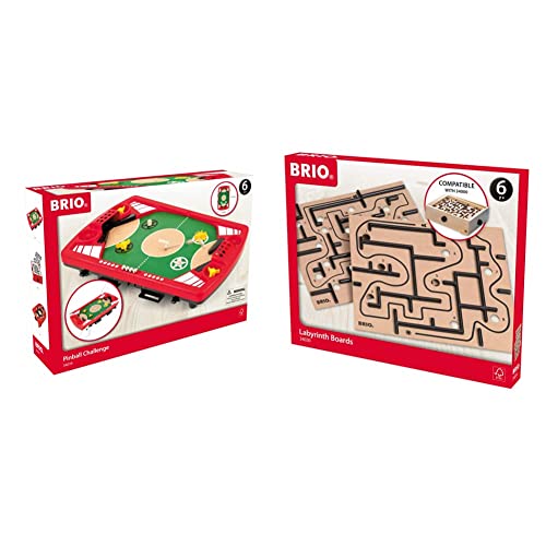 BRIO Spiele 34019 Tischfußball-Flipper - Pinball als Holzspielzeug für Kinder & 34030 Labyrinth Ersatzplatten - Zwei Neue Schwierigkeitsstufen als Erweiterung Labyrinth von BRIO