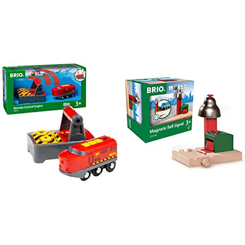 BRIO World 33213 IR-Frachtlok – Elektrische Lokomotive mit Fernsteuerung – Zubehör für die BRIO World & World 33754 Magnetisches Glockensignal – Eisenbahnzubehör für die BRIO Holzeisenbahn BRIO World 33213 IR-Frachtlok – Elektrische Lokomotive mit Fernsteuerung – Zubehör für die BRIO World & World 33754 Magnetisches Glockensignal – Eisenbahnzubehör für die BRIO Holzeisenbahn von BRIO