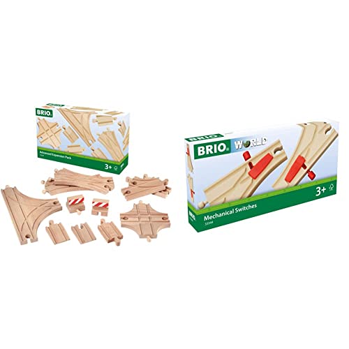 BRIO Holzweichen-Set - 11 Weichen aus Buchenholz für die BRIO Holzeisenbahn - Empfohlen für Kinder ab 3 Jahren - HO-Maßstab, Holzfarben, 16.5 mm Spurweite von BRIO
