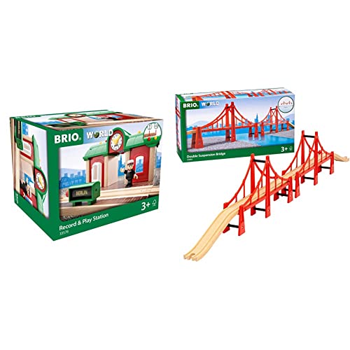 BRIO World 33578 Sprechender Bahnhof Eisenbahn Zubehör mit Aufnahmefunktion & World 33683 Hängebrücke – Eisenbahnzubehör für die BRIO Holzeisenbahn BRIO World 33578 Sprechender Bahnhof Eisenbahn Zubehör mit Aufnahmefunktion & World 33683 Hängebrücke – Eisenbahnzubehör für die BRIO Holzeisenbahn von BRIO
