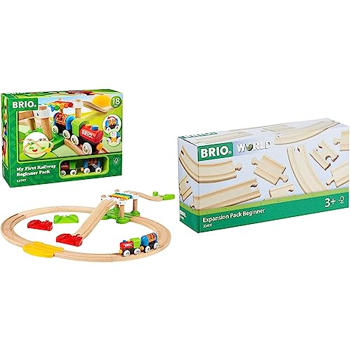 BRIO World 33727 Mein erstes Bahn Spiel Set & World 33401 Kleines Schienensortiment - 11 Schienen aus Buchenholz Holzeisenbahn - Empfohlen für Kinder ab 3 Jahren BRIO World 33727 Mein erstes Bahn Spiel Set & World 33401 Kleines Schienensortiment - 11 Schienen aus Buchenholz Holzeisenbahn - Empfohlen für Kinder ab 3 Jahren von BRIO