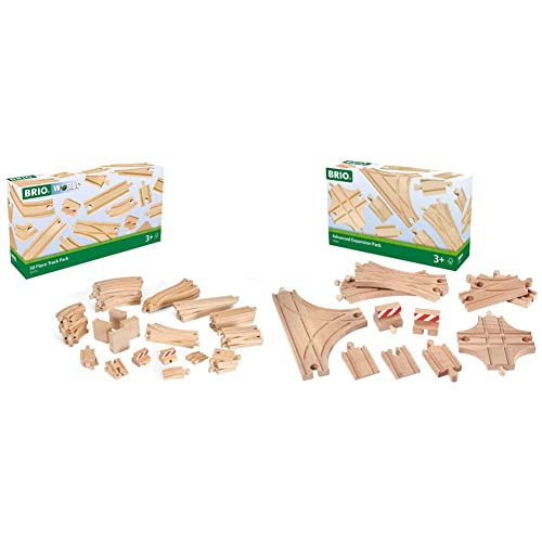 BRIO World 33772 Großes Schienensortiment 50 Teile - Schienen Set für die BRIO Eisenbahn - Kleinkindspielzeug empfohlen ab 3 Jahren & World 33307 Schienen- und Weichensortiment - ab 3 Jahren von BRIO