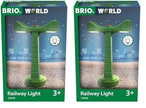BRIO World 33836 LED-Schienenbeleuchtung - Zubehör Holzeisenbahn - Empfohlen ab 3 Jahren (Packung mit 2) von BRIO