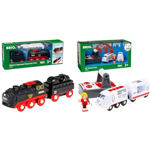 BRIO World 33884 Batterie-Dampflok mit Wassertank - Empfohlen ab 3 Jahren & World 33510 IR Express Reisezug - Elektrische Lokomotive mit Fernsteuerung Zubehör- Kleinkindspielzeug empfohlen ab 3 Jahren von BRIO